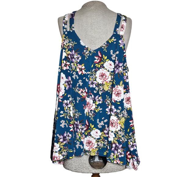 Torrid Blue Floral Open Sholder Blouse Size 2X - Picture 2 of 4